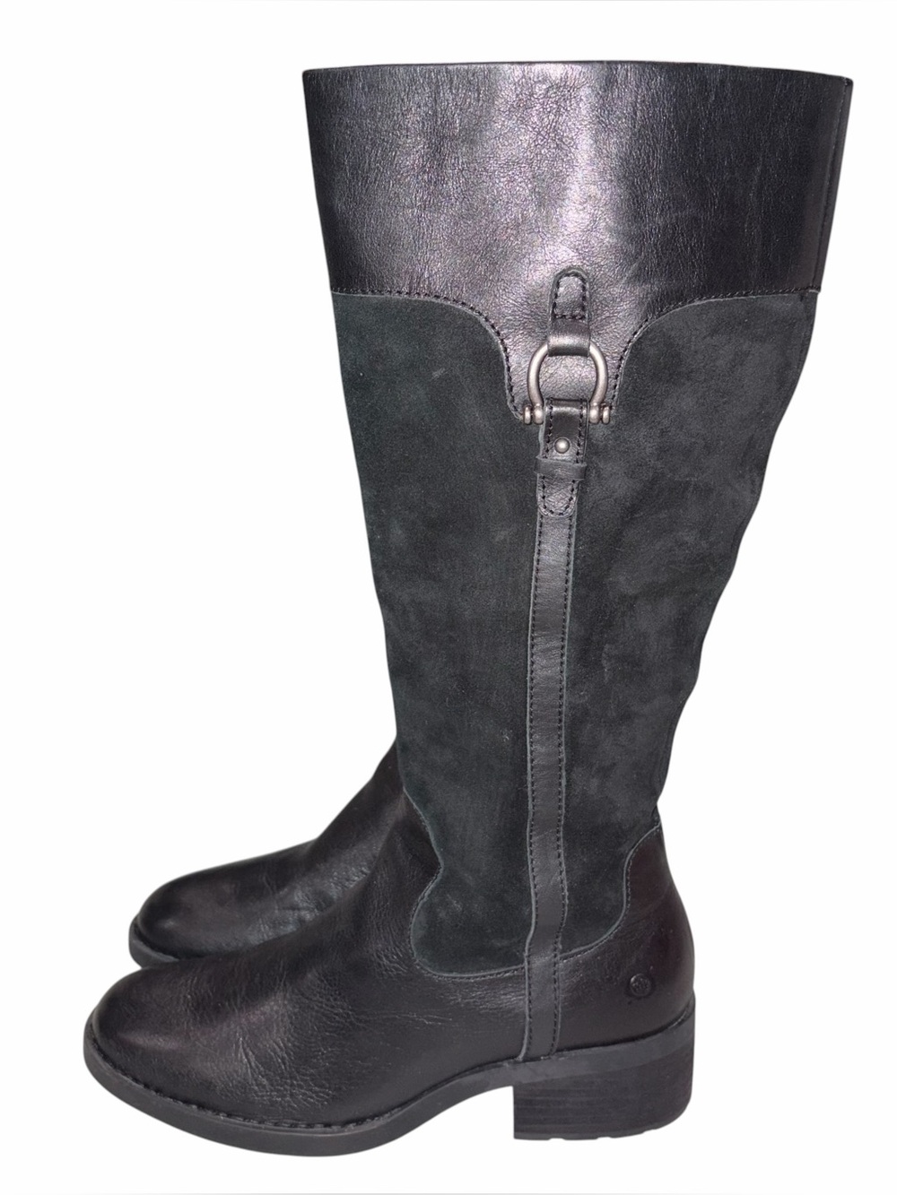 NEW Born Black Suede & Leather Ginger Tall Riding Boots Shoes size 9.5